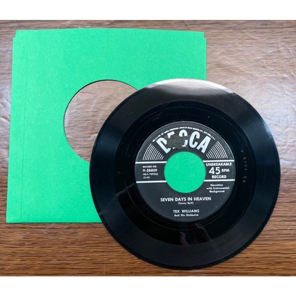 Tex Williams Seven Days in Heaven / Deck of Cards 45 Country Promo DECCA 28809 - Picture 3 of 4